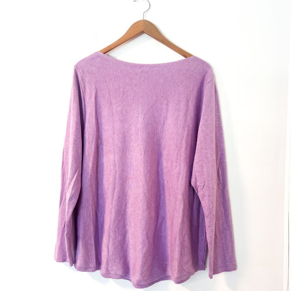 Chico's Bateau Neck Shirttail Hem Pullover Sweater Lavender Extra Large - Picture 5 of 10